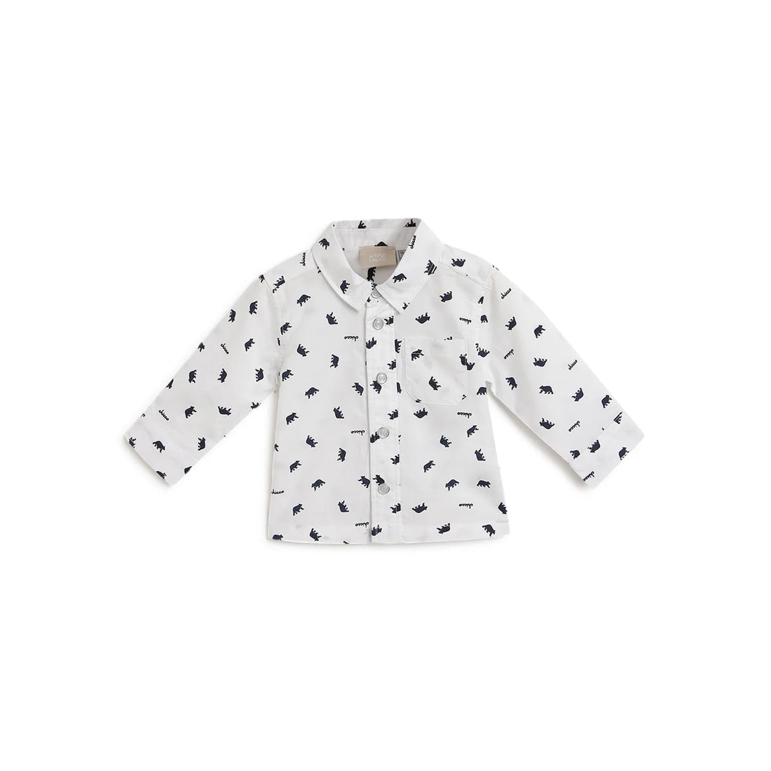 Boys White Printed Collar Casual Shirt