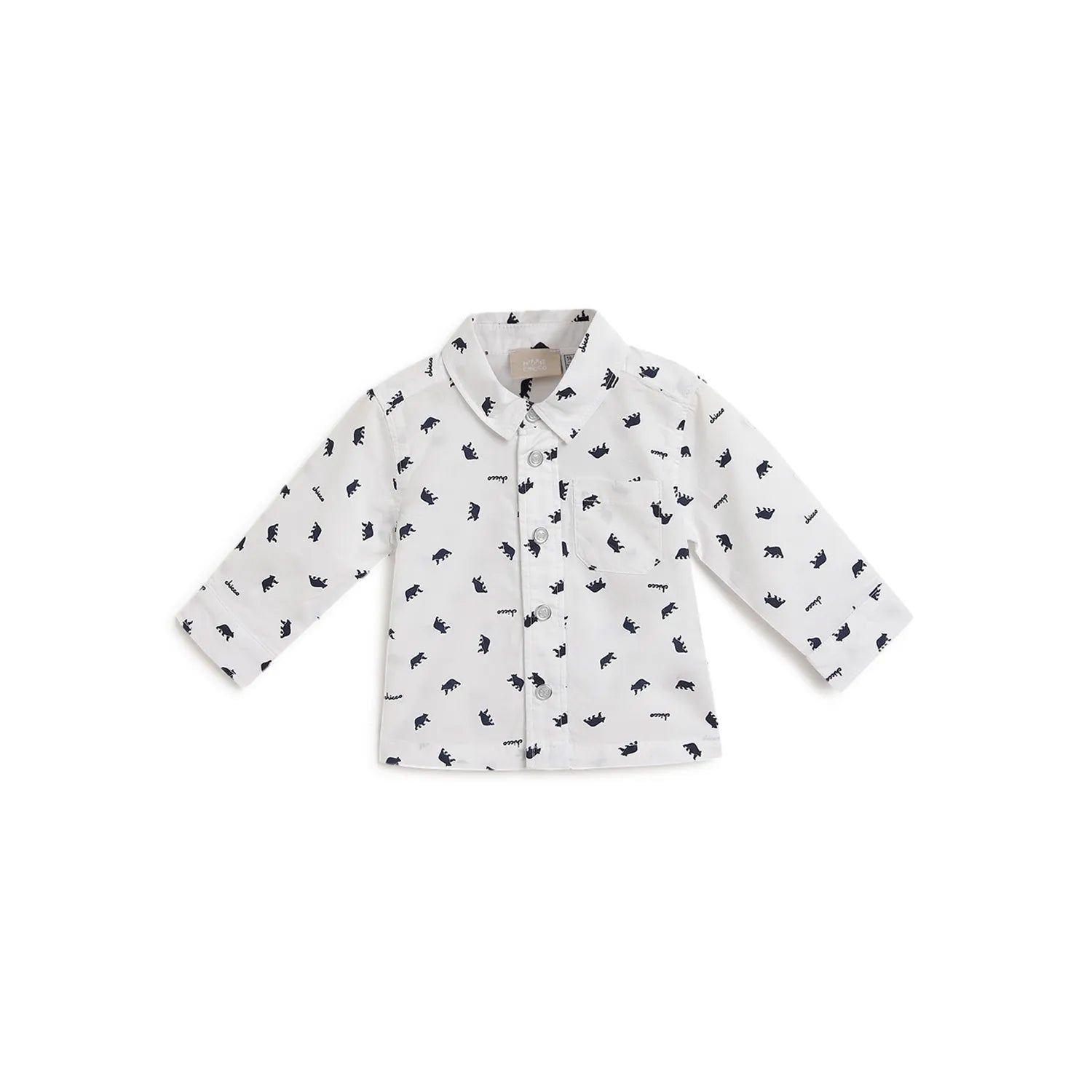 Boys White Printed Collar Casual Shirt