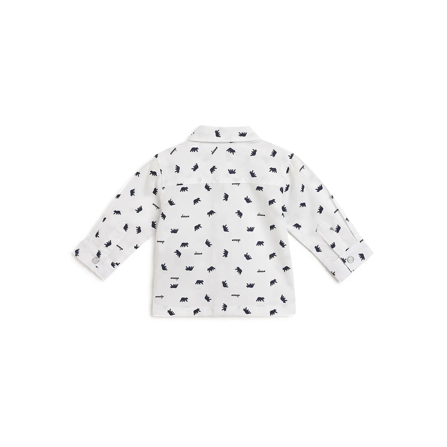 Boys White Printed Collar Casual Shirt