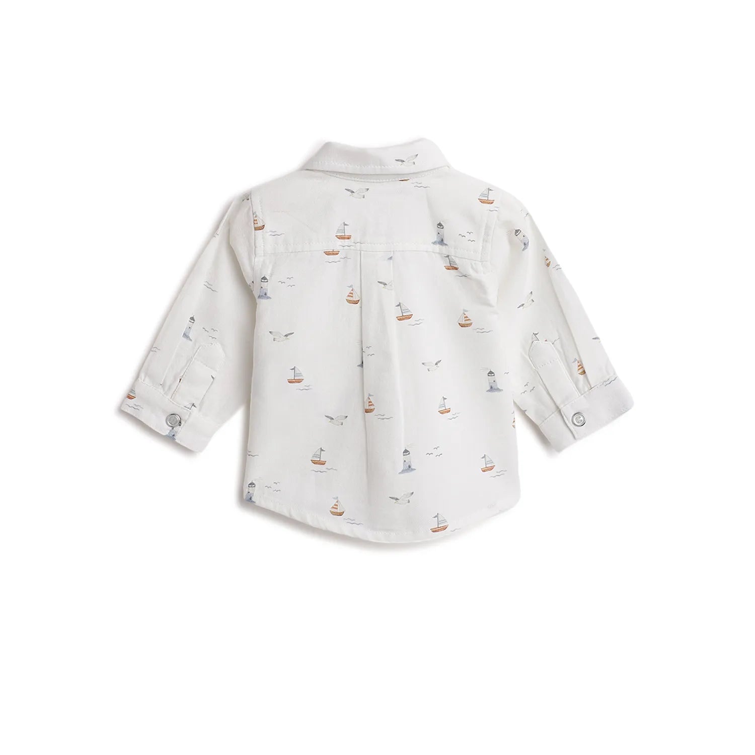 Boys White Printed Cotton Shirt