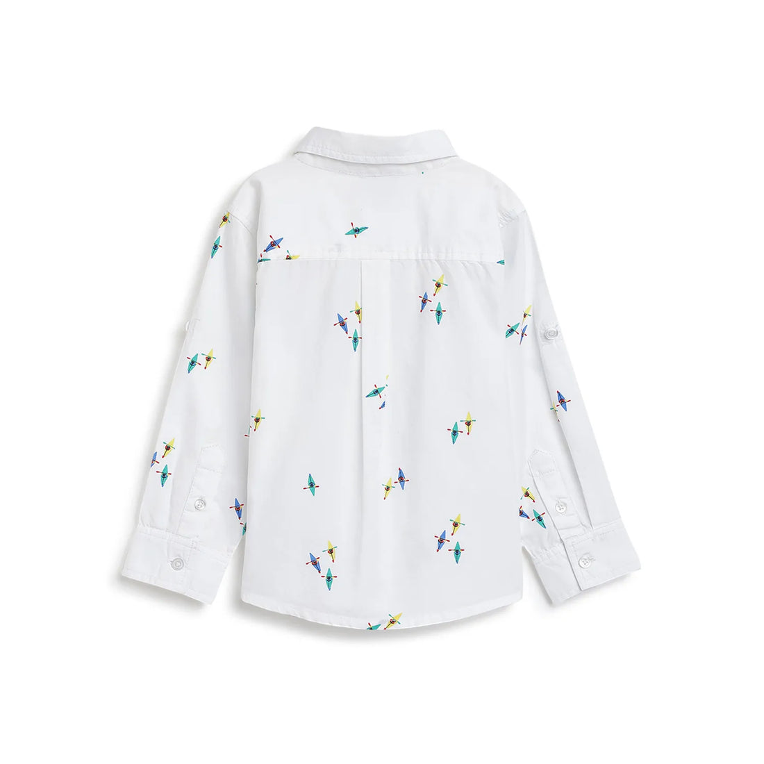 Boys White Printed Cotton Shirt