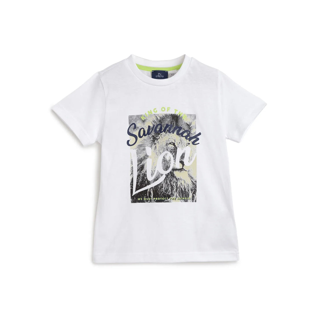 Boys White Printed Cotton T-shirt