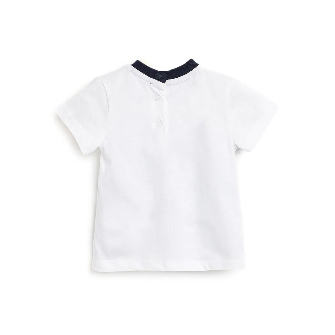 Boys White Printed Cotton T-shirt