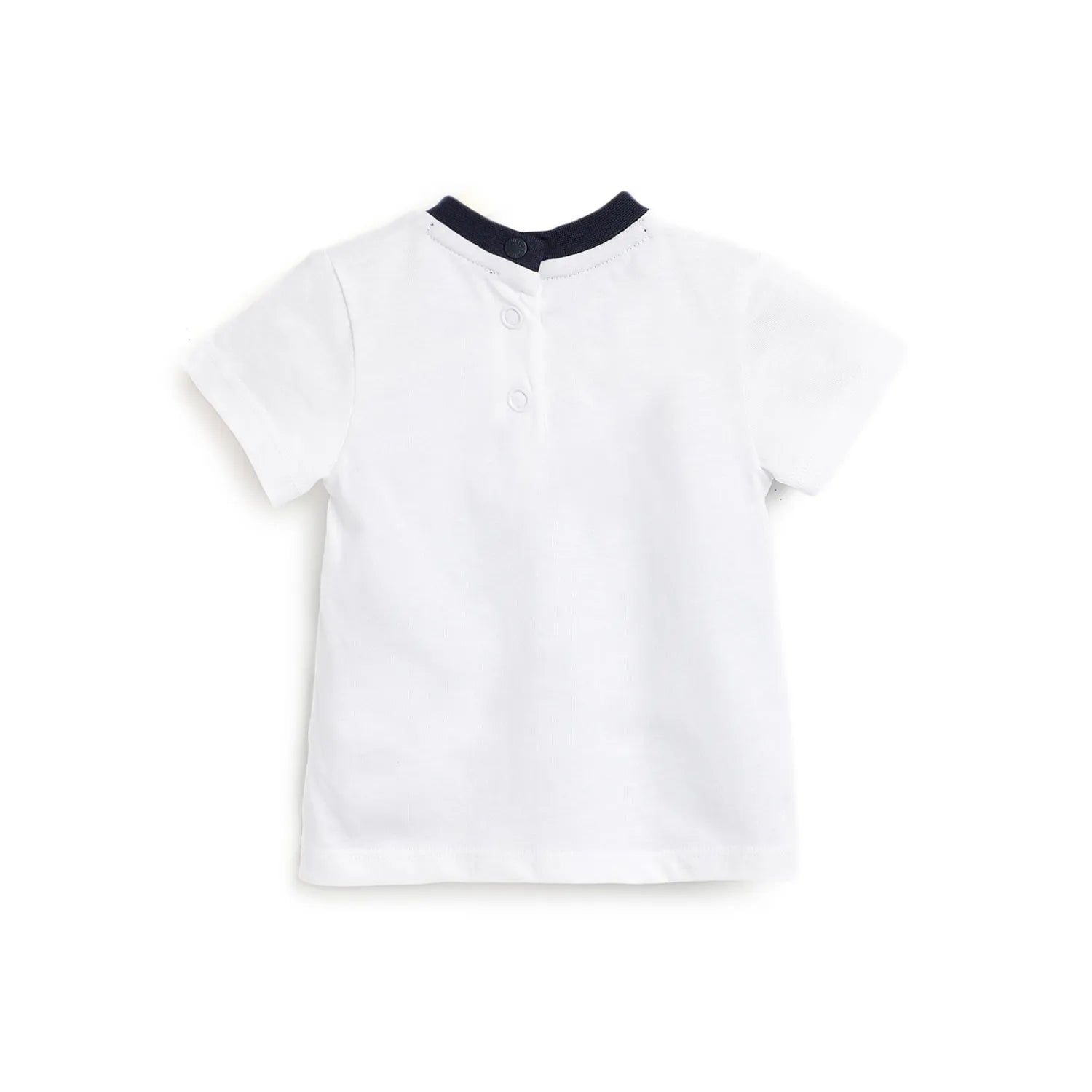 Boys White Printed Cotton T-shirt