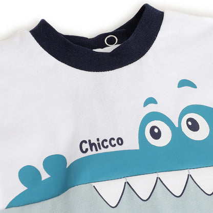 Boys White Printed Cotton T-shirt