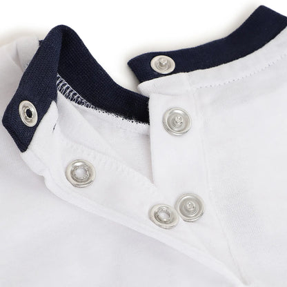 Boys White Printed Cotton T-shirt