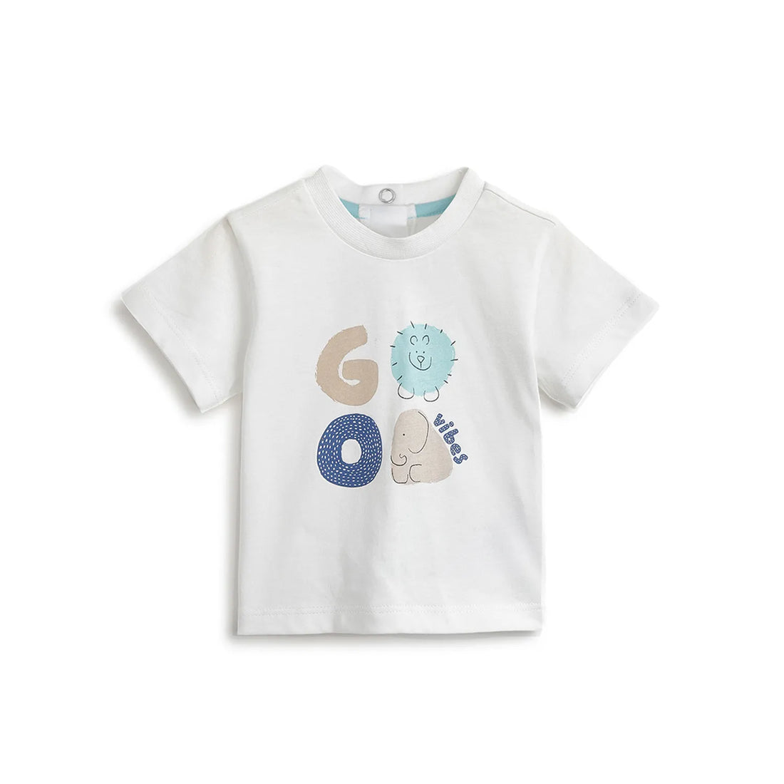 Boys White Printed Cotton T-shirt