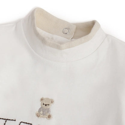 Boys White Printed Cotton T-shirt