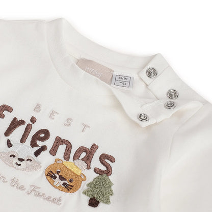 Boys White Printed Cotton T-shirt