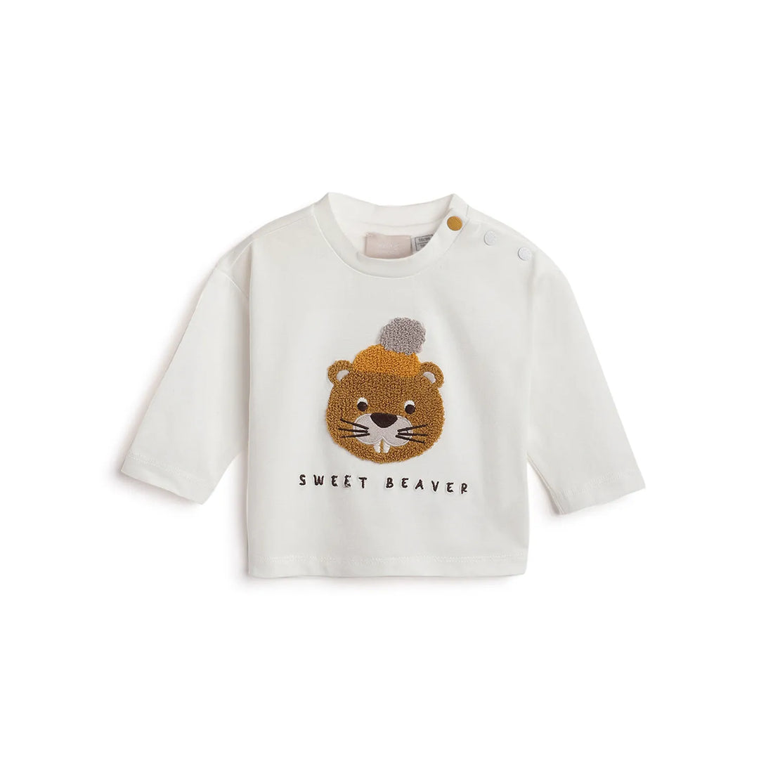 Boys White Printed Cotton T-shirt