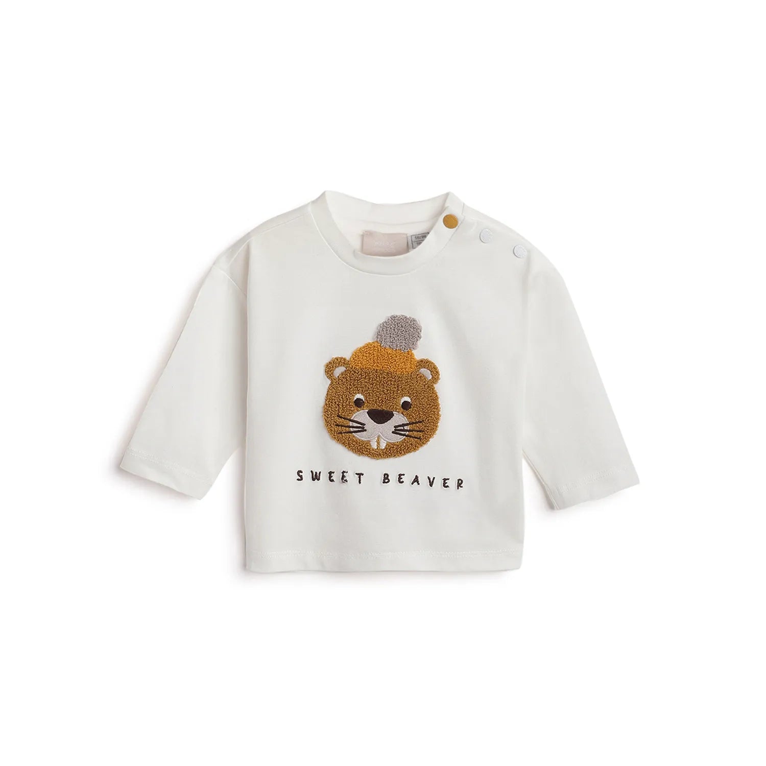 Boys White Printed Cotton T-shirt