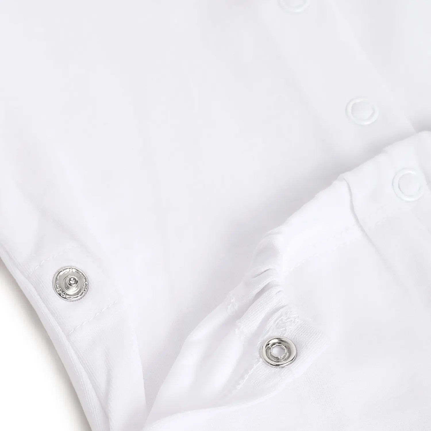 Boys White Printed Nappy Opening Babysuit