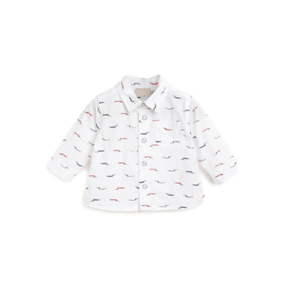 Boys White Printed Shirt