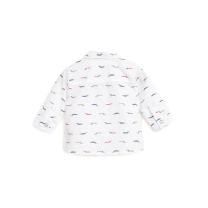 Boys White Printed Shirt