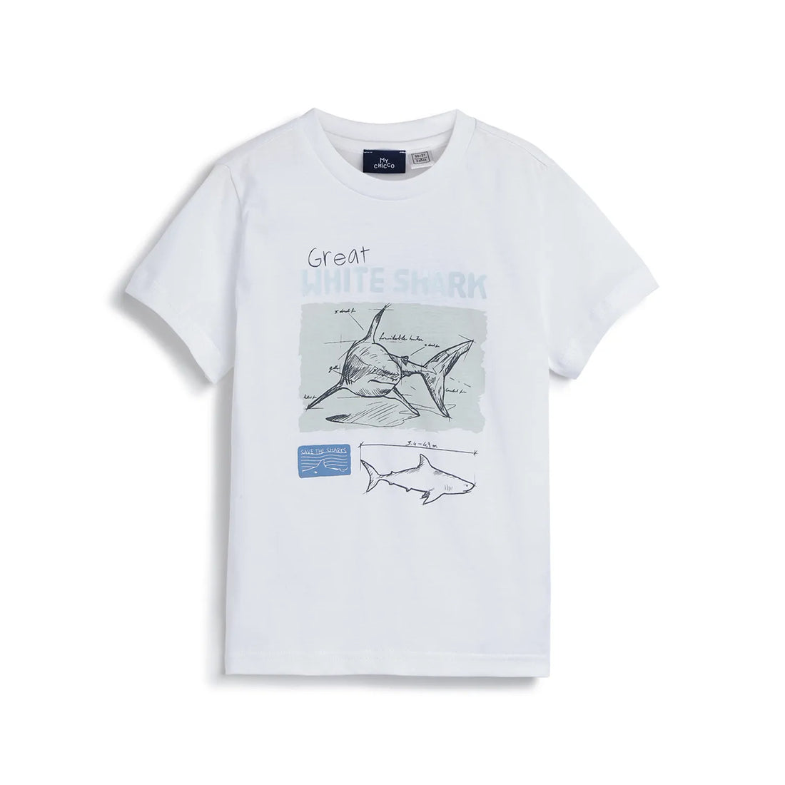 Boys White Printed T-shirt