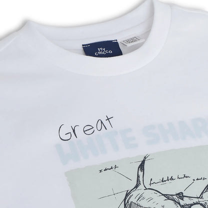 Boys White Printed T-shirt