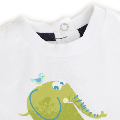 Boys White Printed T-shirt