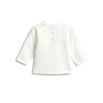 Boys White Printed T-Shirt with Brown Trousers