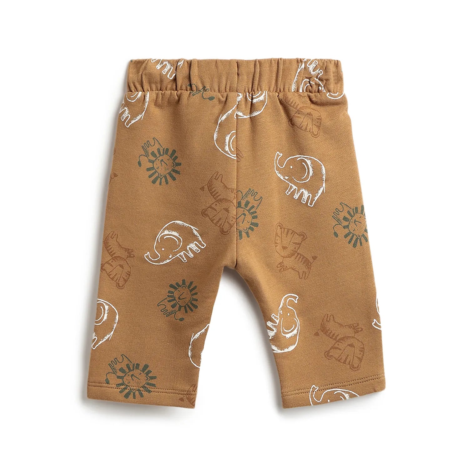 Boys White Printed T-Shirt with Brown Trousers