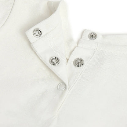 Boys White Printed T-Shirt with Brown Trousers