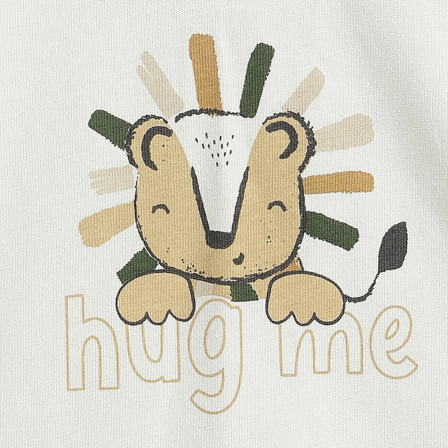 Boys White Printed T-Shirt with Brown Trousers