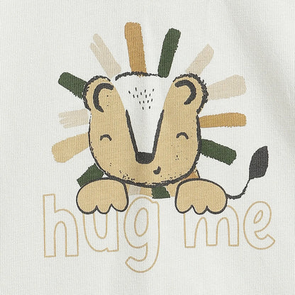 Boys White Printed T-Shirt with Brown Trousers