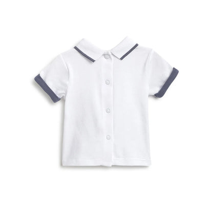 Boys White Printed T-Shirt With Shorts