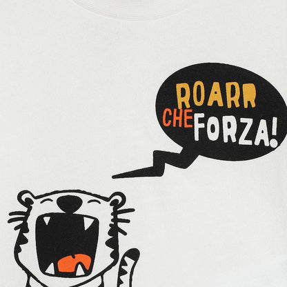 Boys White Printed T-shirt With Trouser