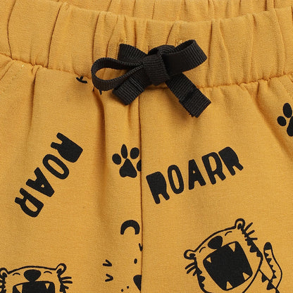 Boys White Printed T-shirt With Trouser