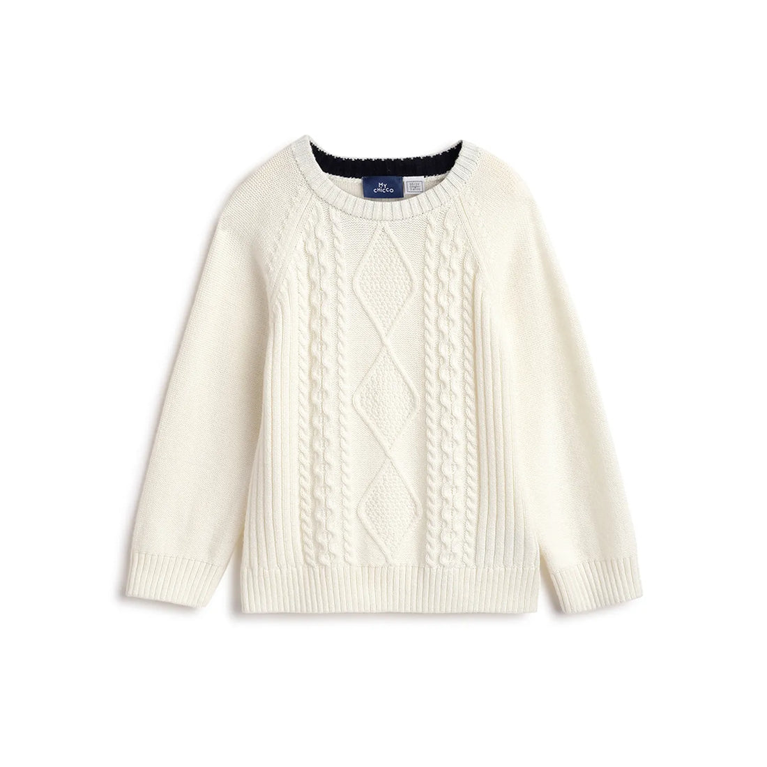 Boys White Self Design Pullover