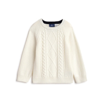 Boys White Self Design Pullover