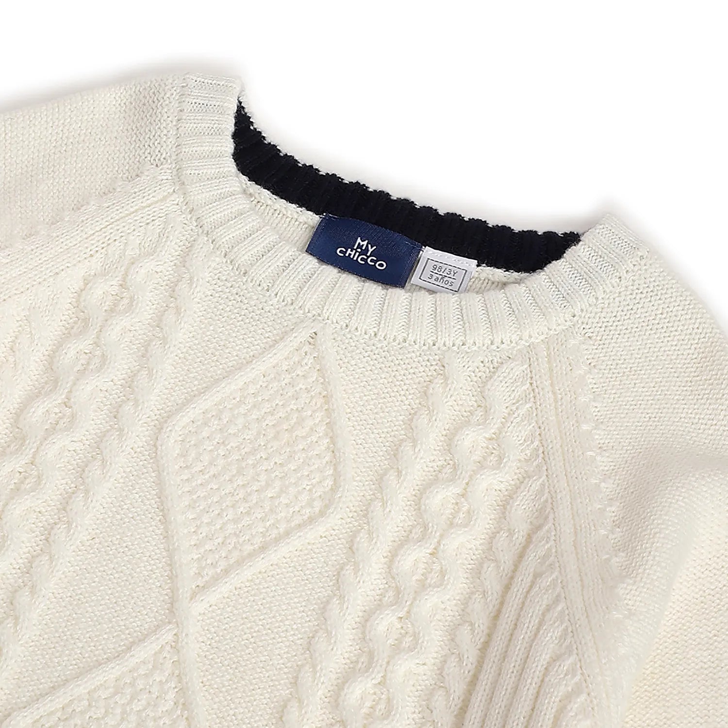 Boys White Self Design Pullover