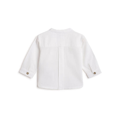 Boys White Solid Casual Shirt