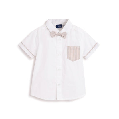 Boys White Solid Casual Shirt