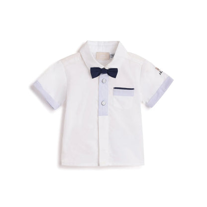 Boys White Solid Cotton Shirt