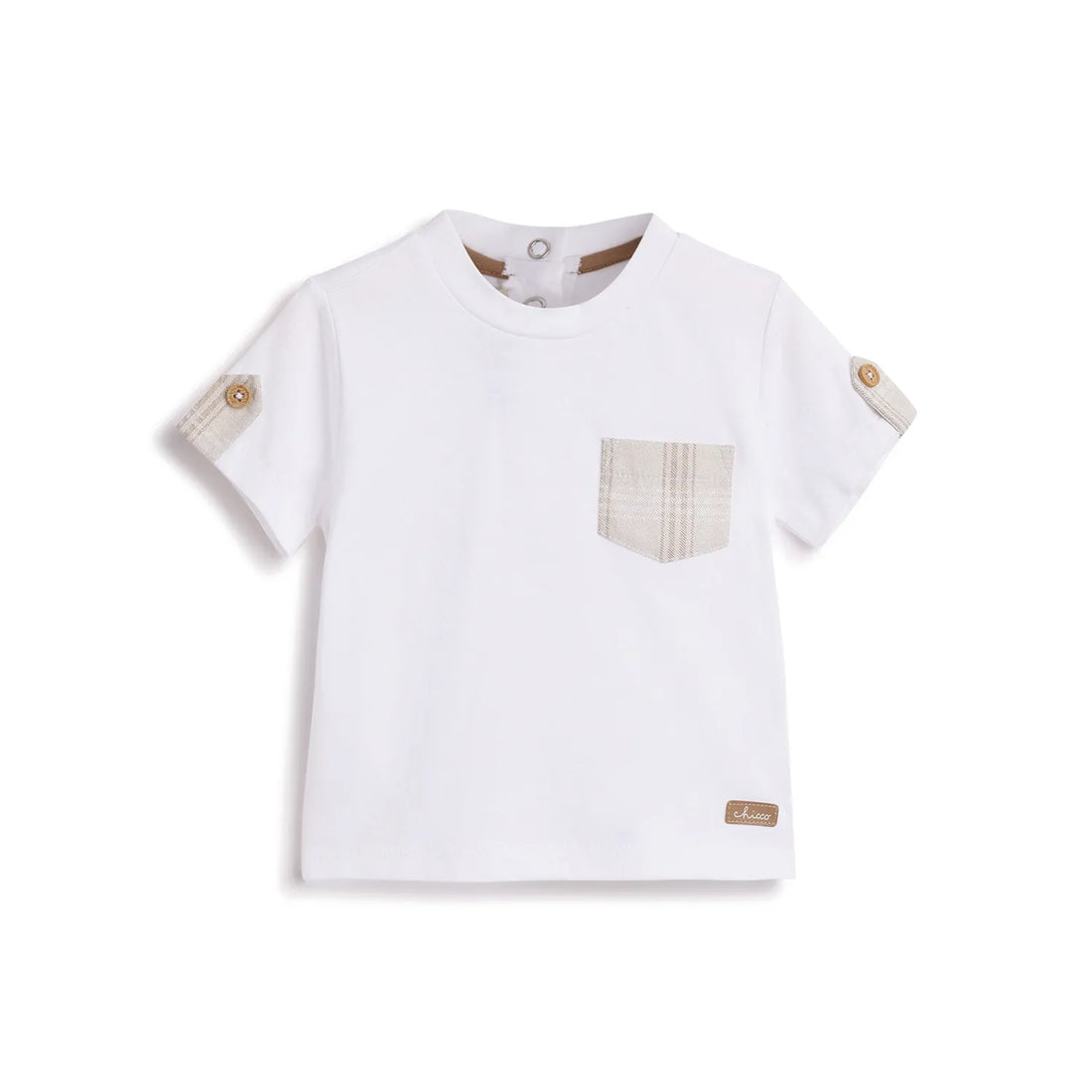 Boys White Solid Cotton T-shirt