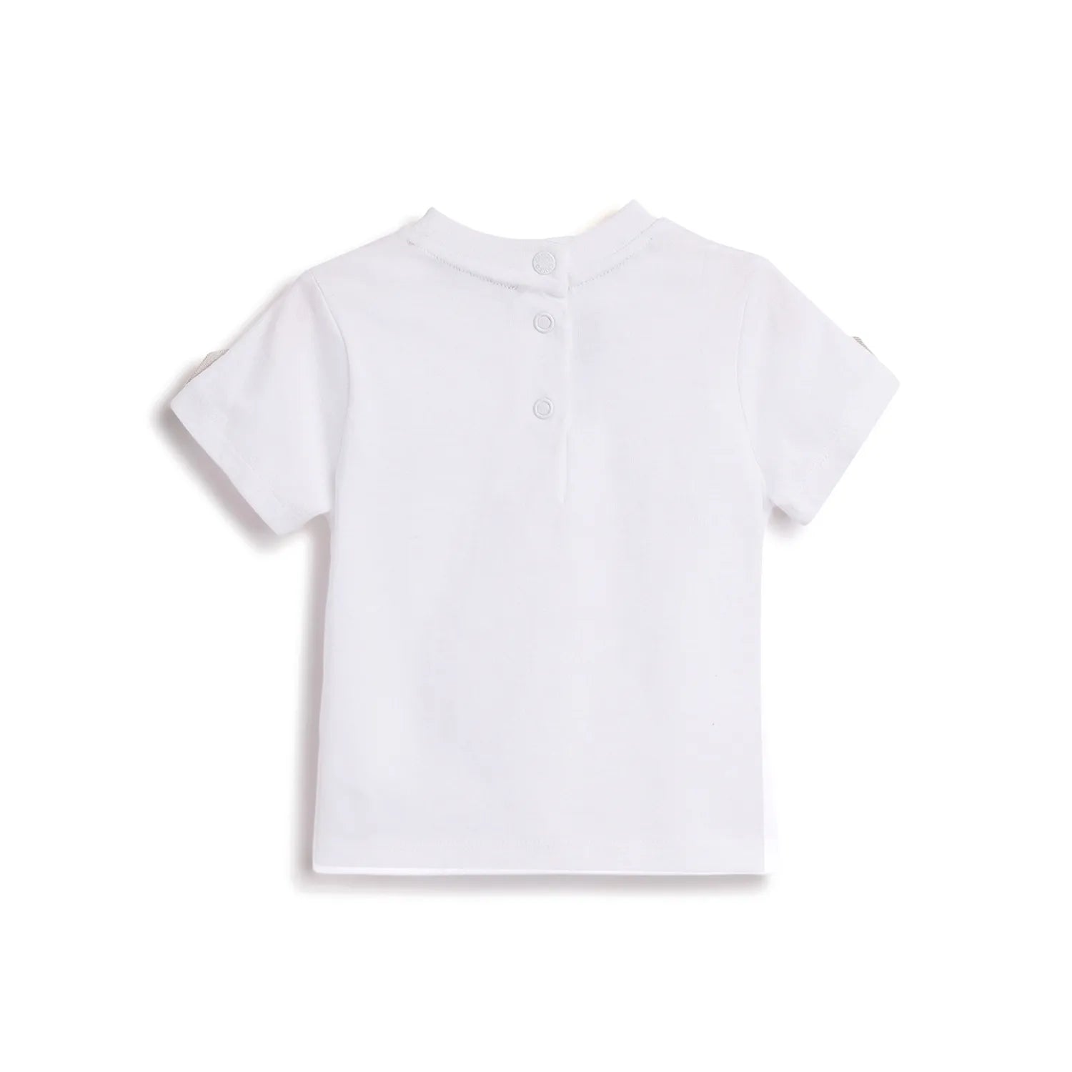 Boys White Solid Cotton T-shirt