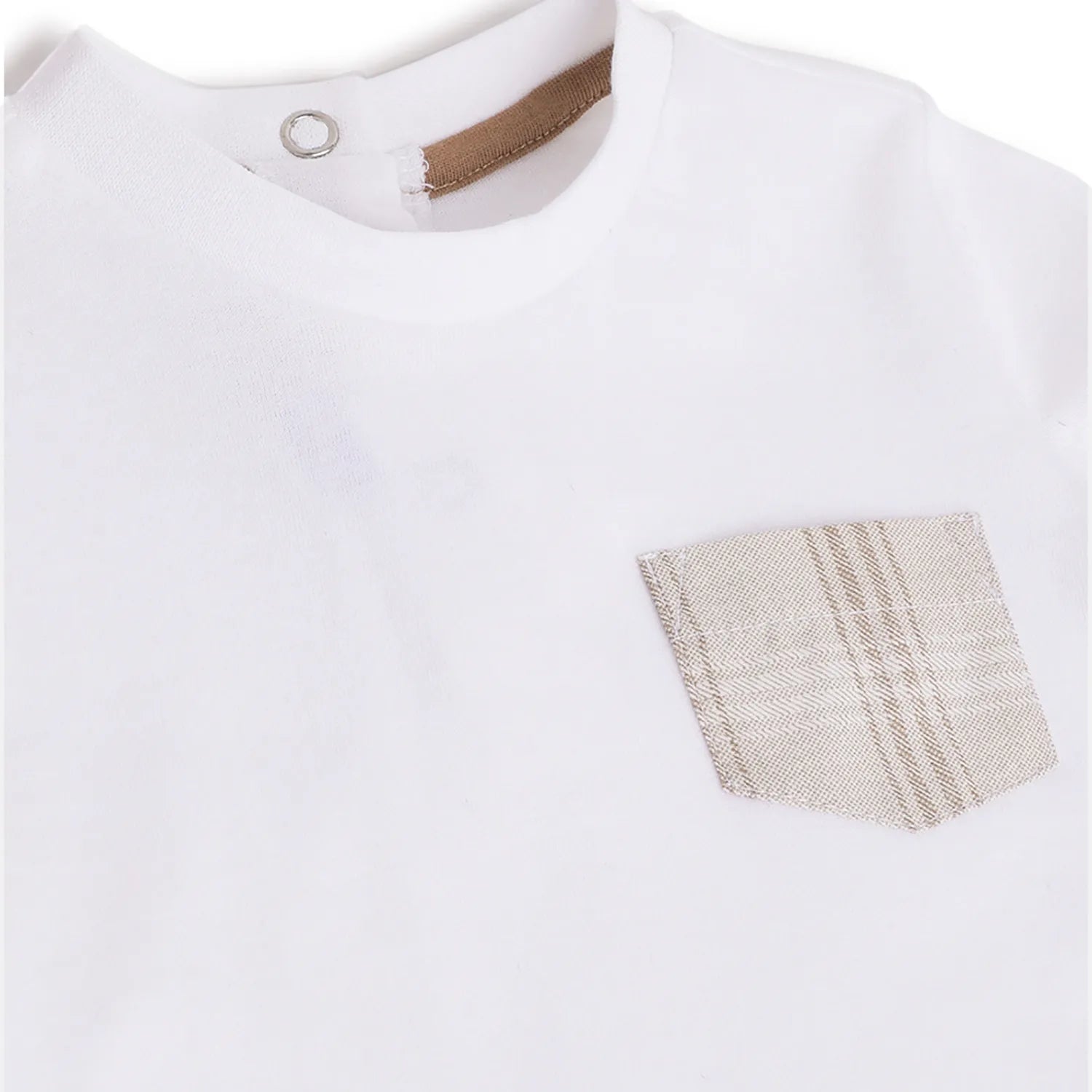 Boys White Solid Cotton T-shirt