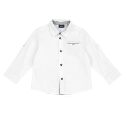 Boys White Solid Formal Shirt