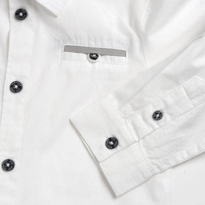 Boys White Solid Formal Shirt