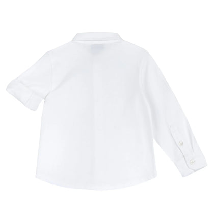 Boys White Solid Knitted Shirt