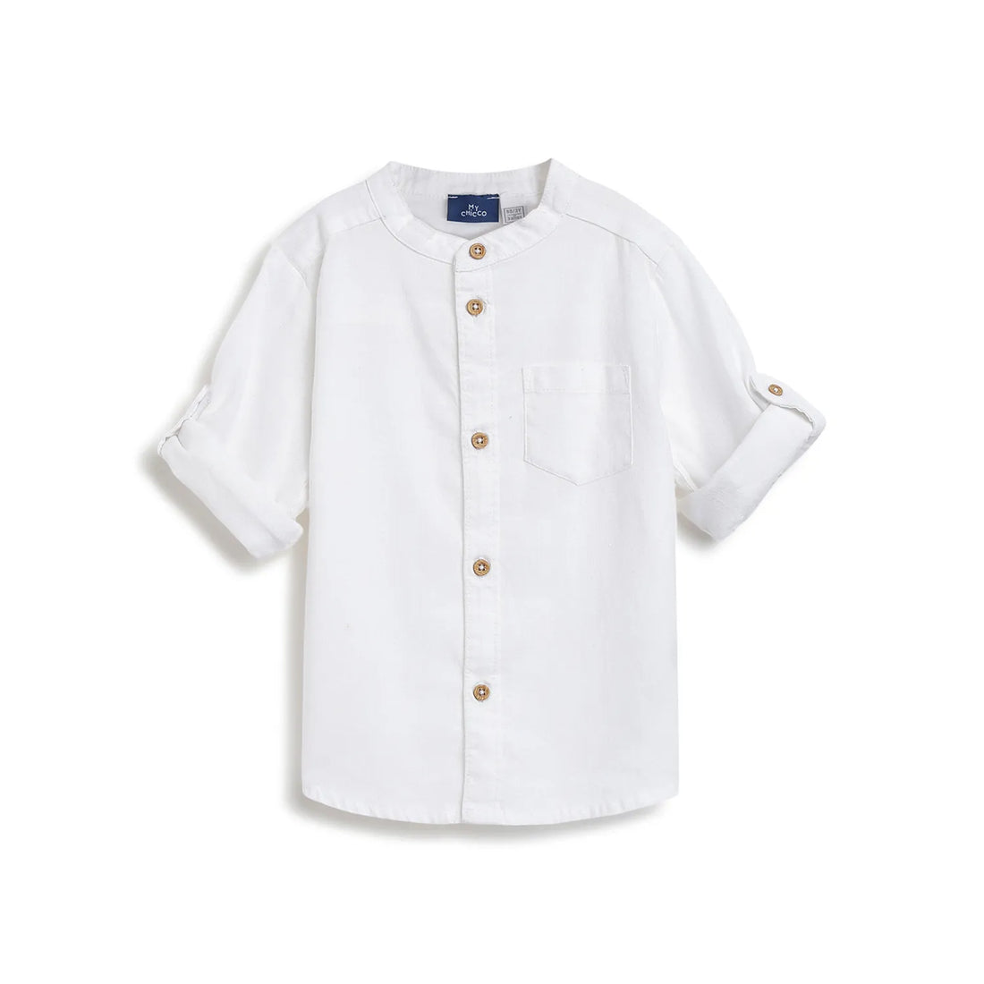 Boys White Solid Linen Shirt