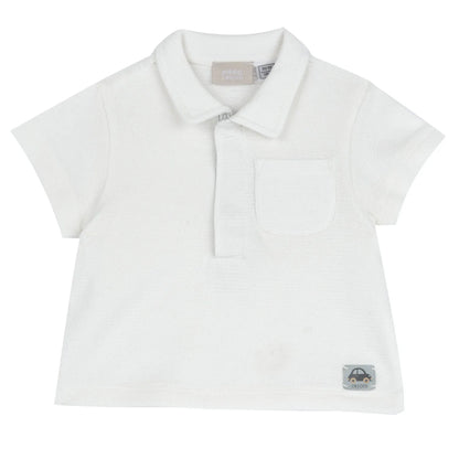 Boys White Solid Polo T-shirt