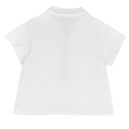 Boys White Solid Polo T-shirt