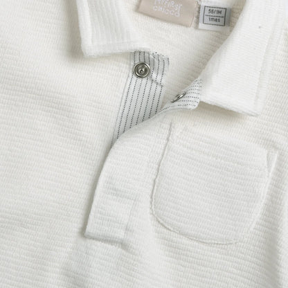 Boys White Solid Polo T-shirt