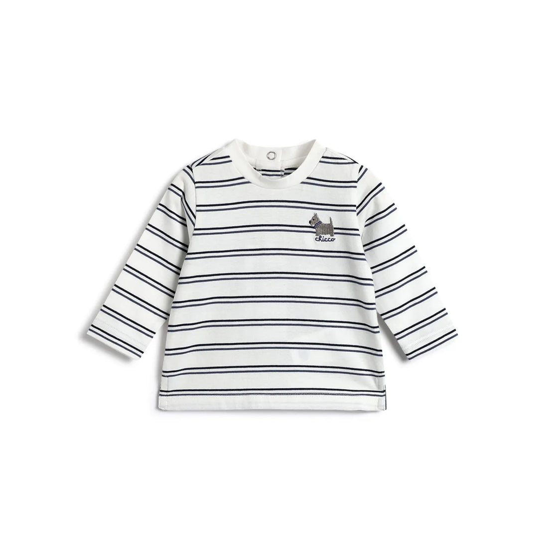 Boys White Striped Cotton T-shirt