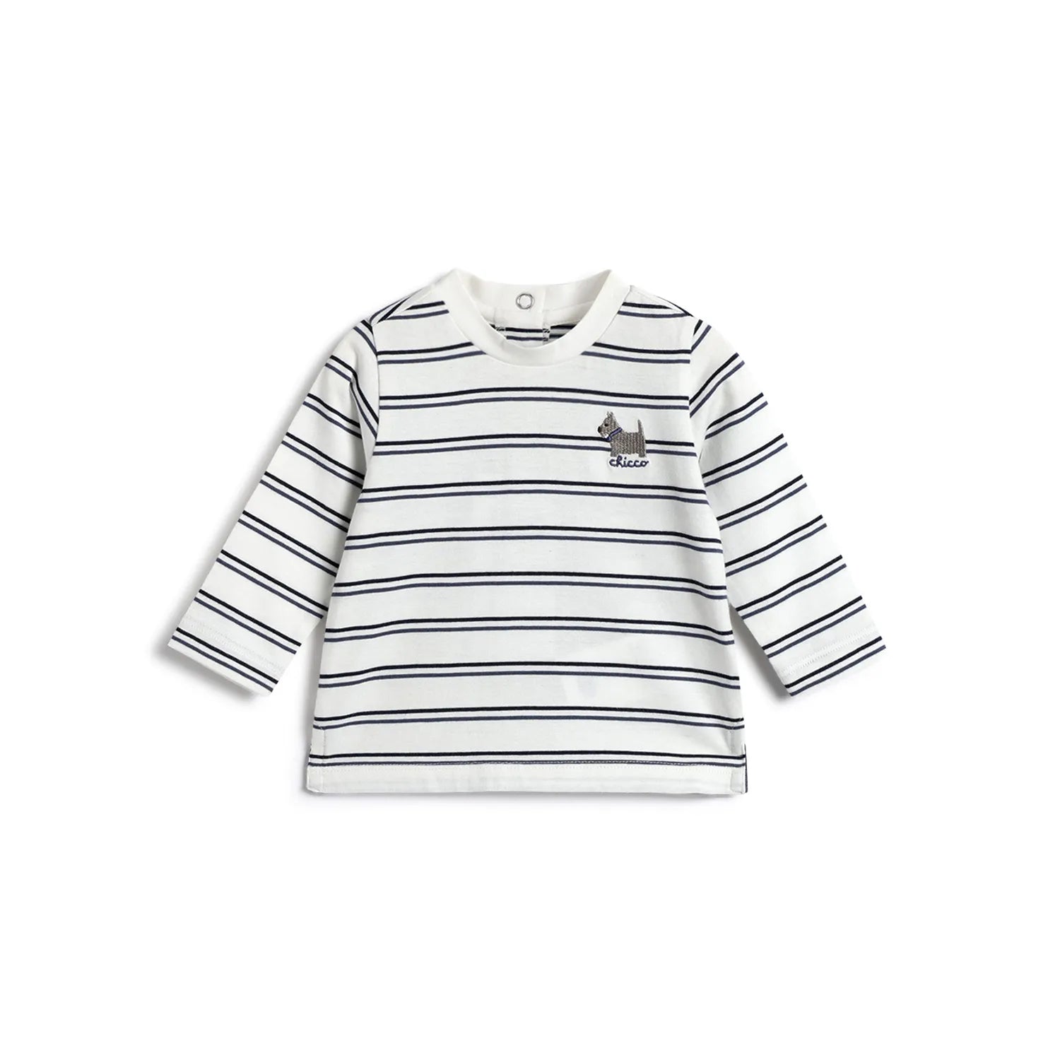 Boys White Striped Cotton T-shirt