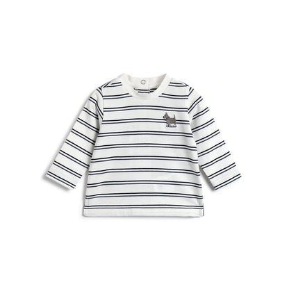 Boys White Striped Cotton T-shirt