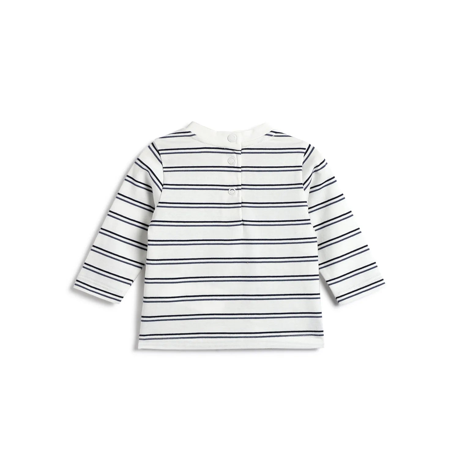 Boys White Striped Cotton T-shirt