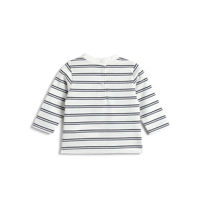 Boys White Striped Cotton T-shirt